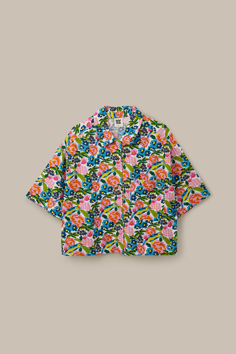 Archer -  Cotton & Viscose Shirt in Ivory Birdie Floral