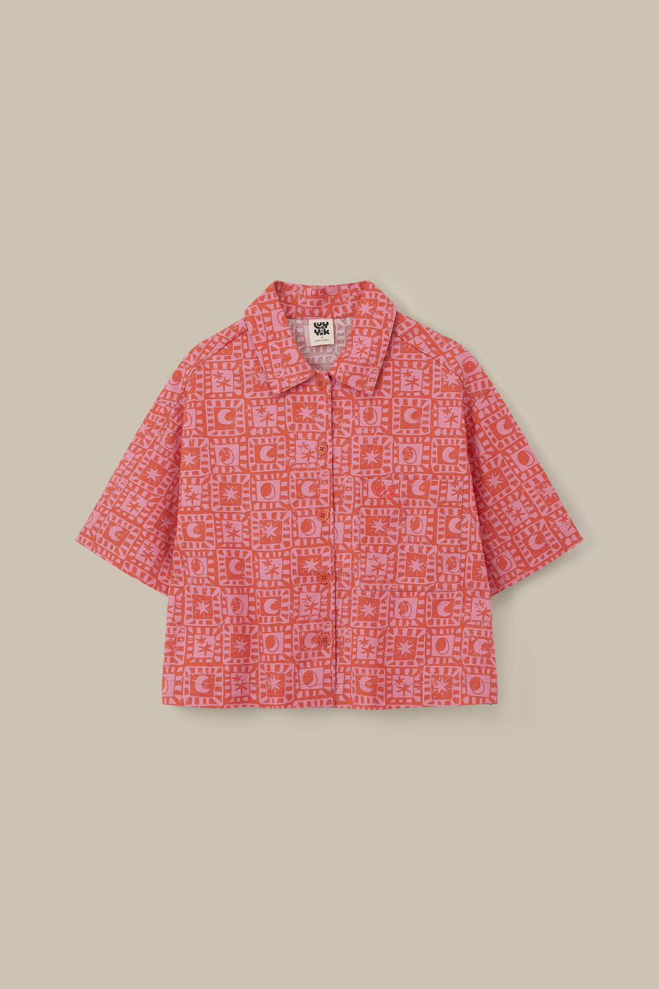Archer - Cotton Shirt In Pink & Red Lunar Checkerboard