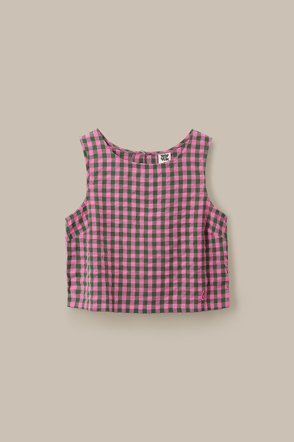 Shell Pink Top Arden - Cotton Shell Top in Pink & Green Check – Lucy & Yak