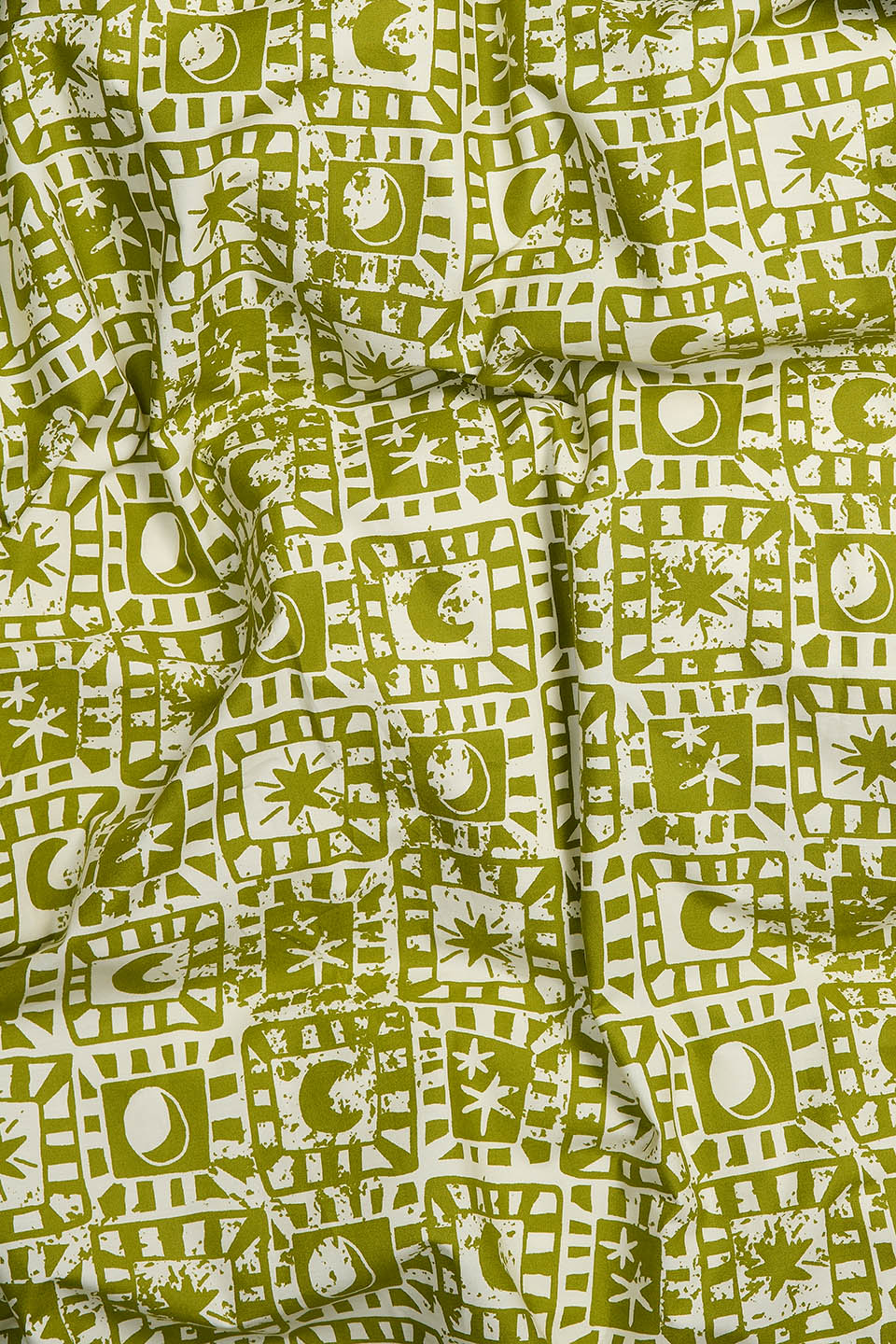 Yolanda - Soft Cotton Bed Sheets in Green Celestial Checkerboard