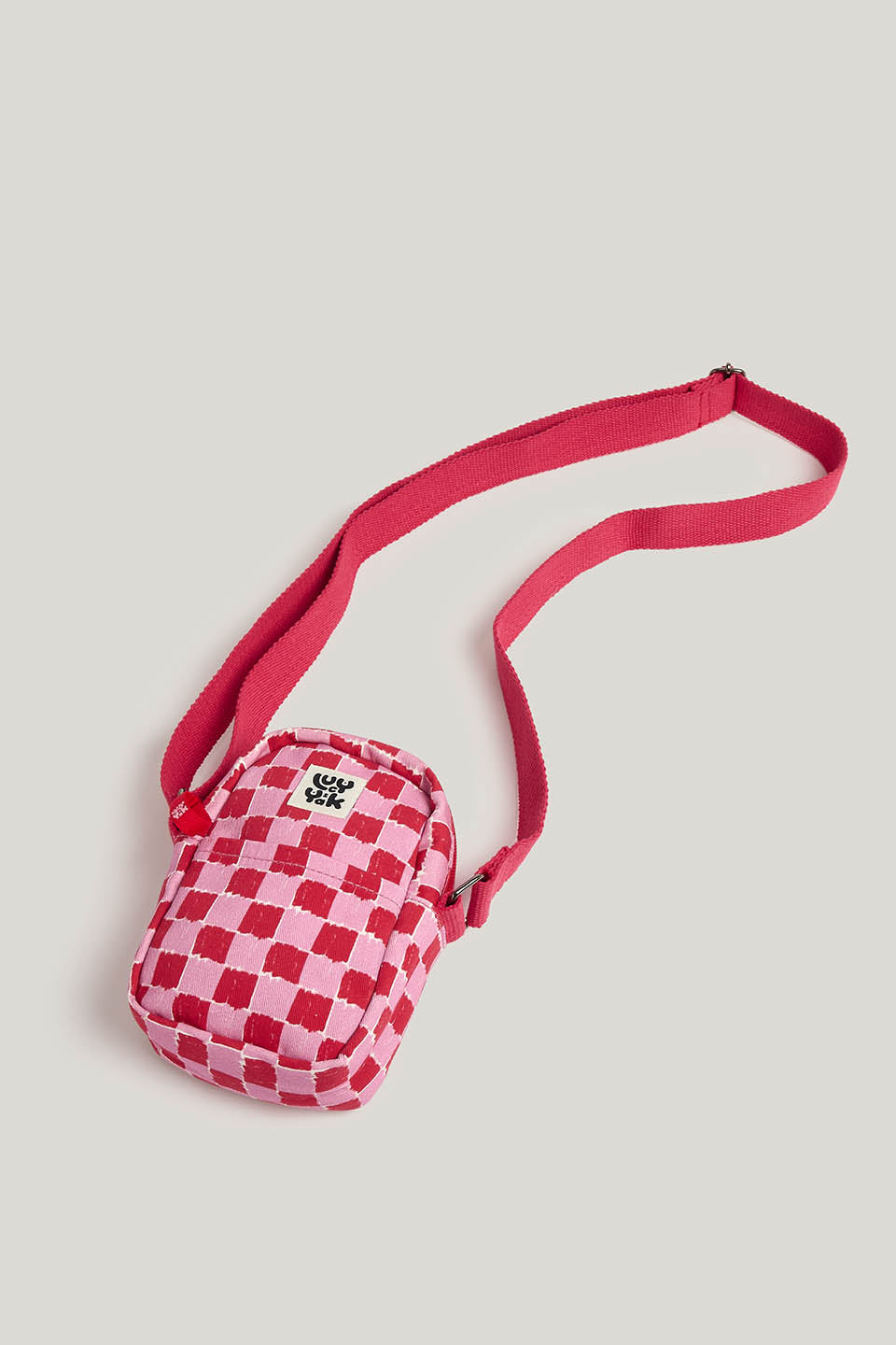 Brady - Cotton Crossbody Bag in Pink & Red Check