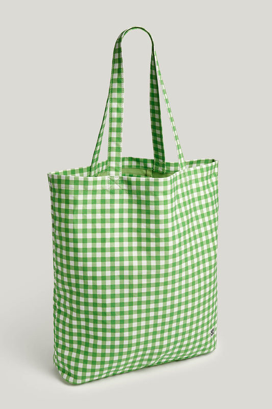 Catalina - Cotton Tote in Green & White Gingham