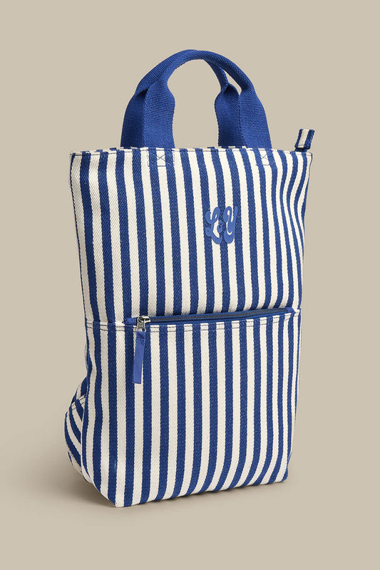 Dylan - Cotton Backpack in Navy Stripe