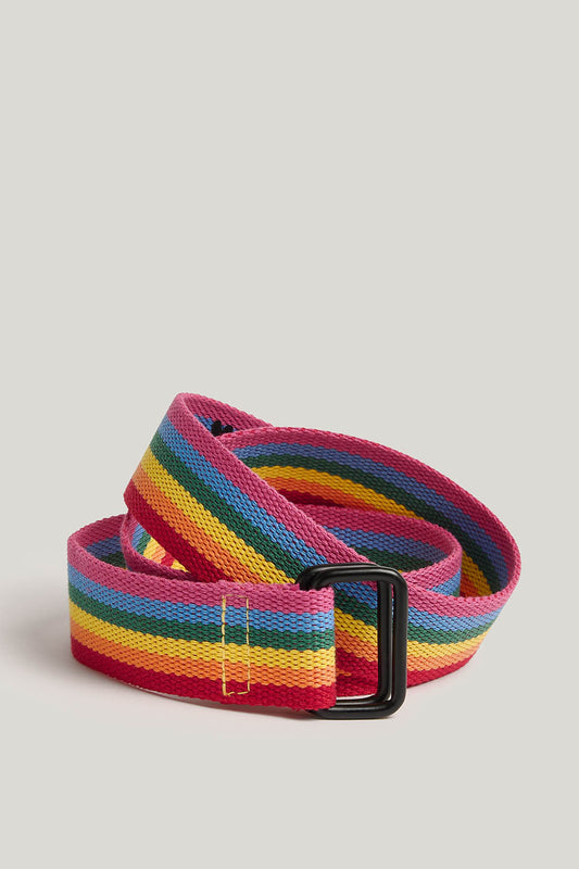 Flynn - D-Ring Cotton Webbing Belt in Vibrant Rainbow