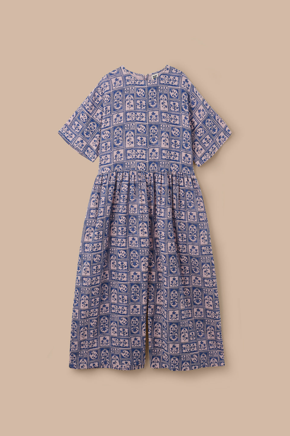 George - Cotton Jumpsuit in Blue & Pink Walled Blooms