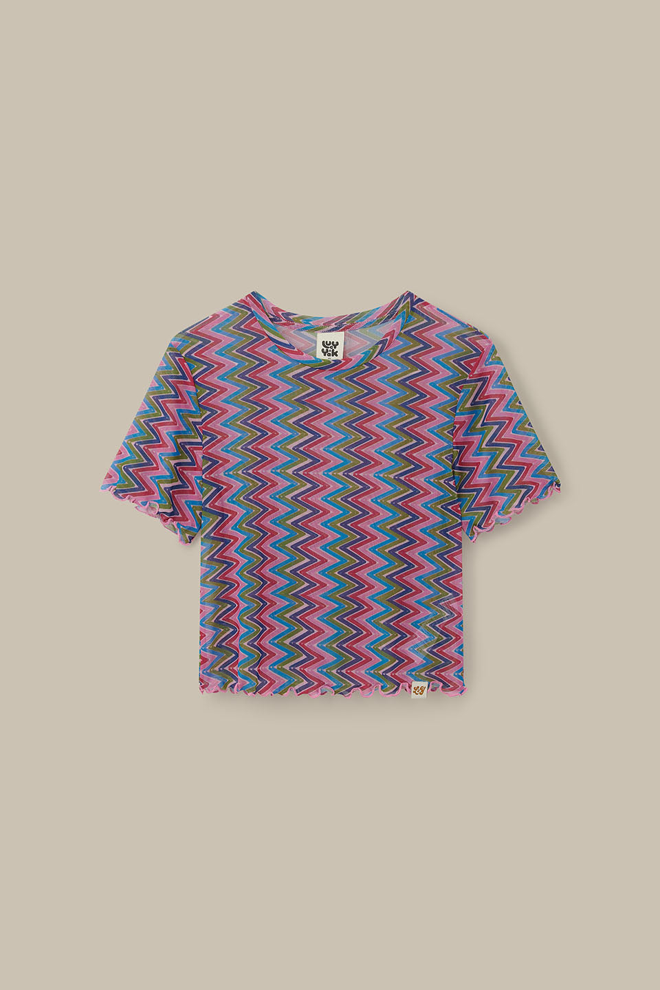 Greta - Cropped Mesh Top in Zig Zag Stripe