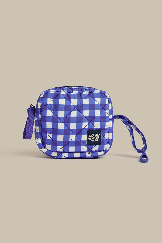 Iya - Recycled Polyester Pouch in Blue Gingham