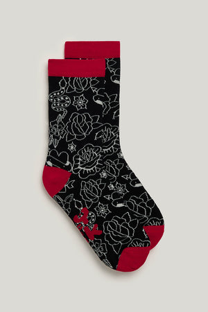 JoJo - Cotton Socks in Black & White Tattoo