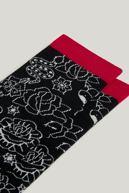 JoJo - Cotton Socks in Black & White Tattoo