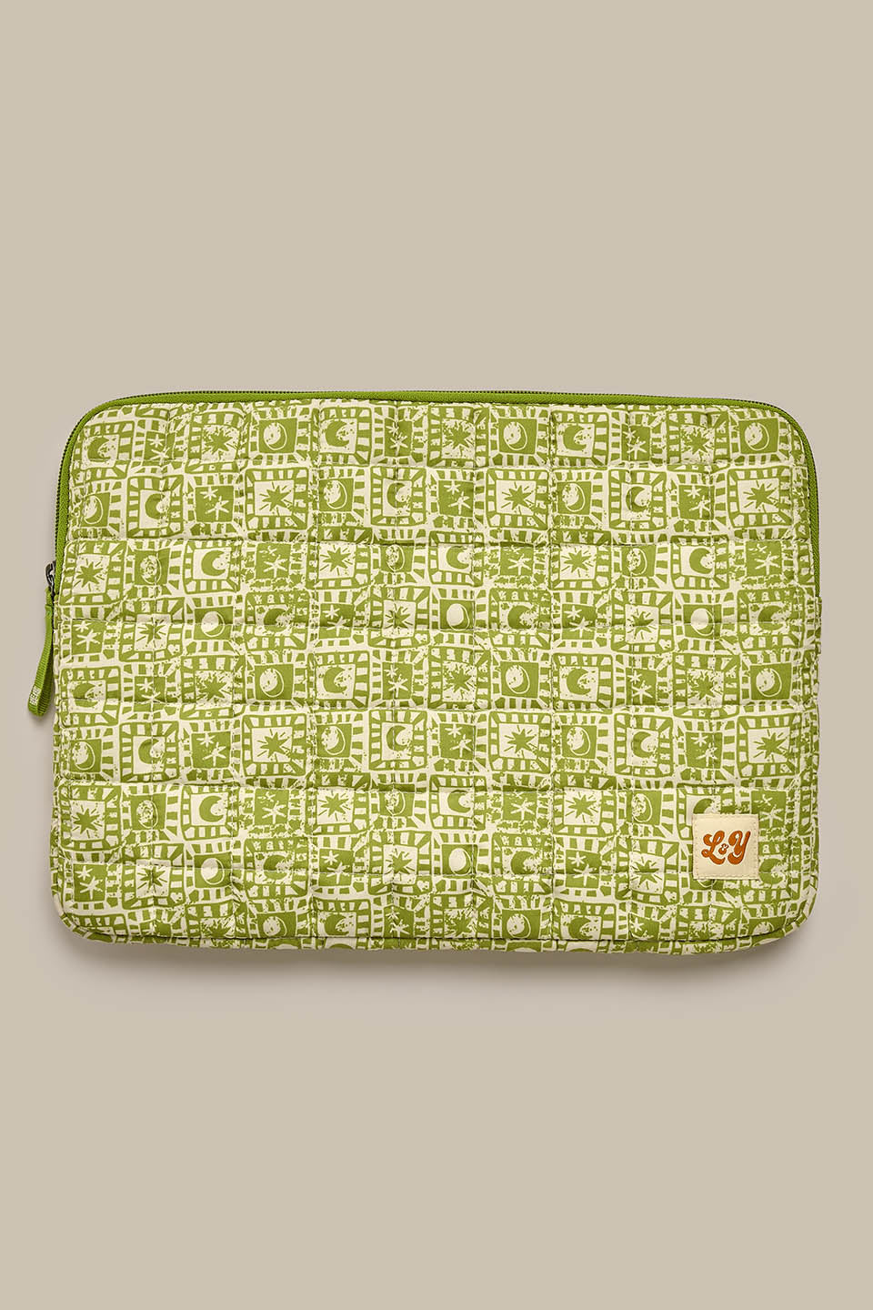 Emelien - 13" Laptop Case in Green Celestial Checkerboard