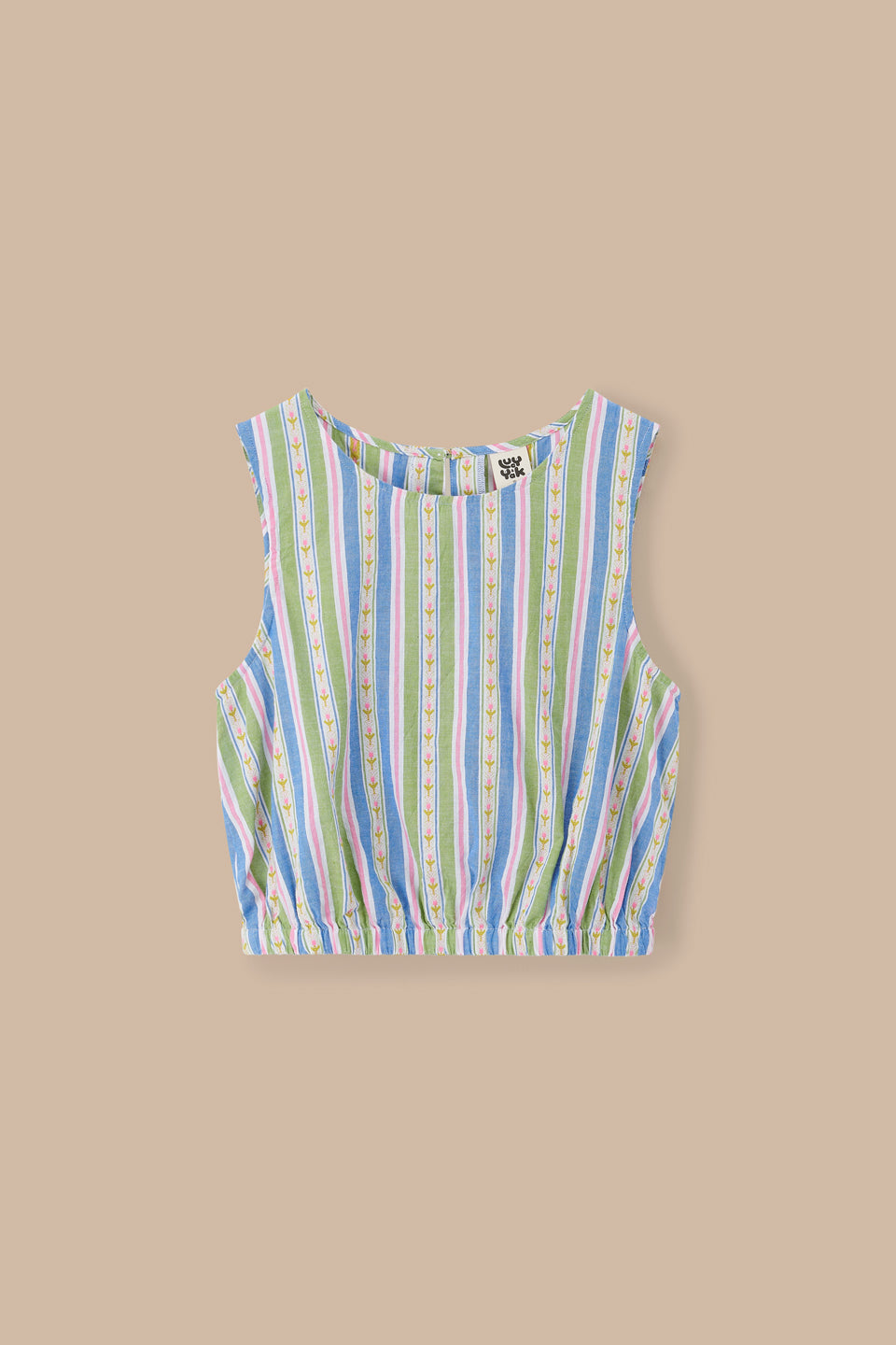 Lumi - Cropped Woven Top in Tulip Stripe