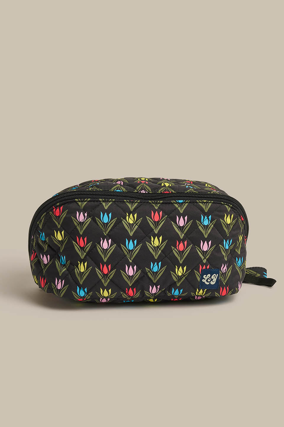 Makari - Expandable Washbag in Black Tulip Print