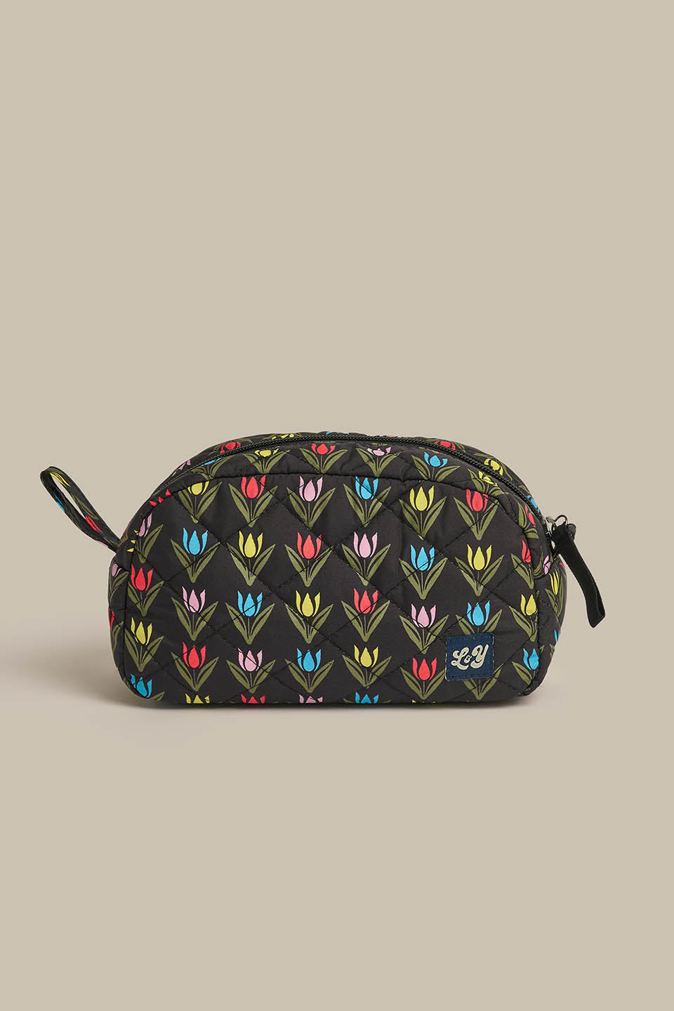 Malina - Washbag in Black Tulip Print