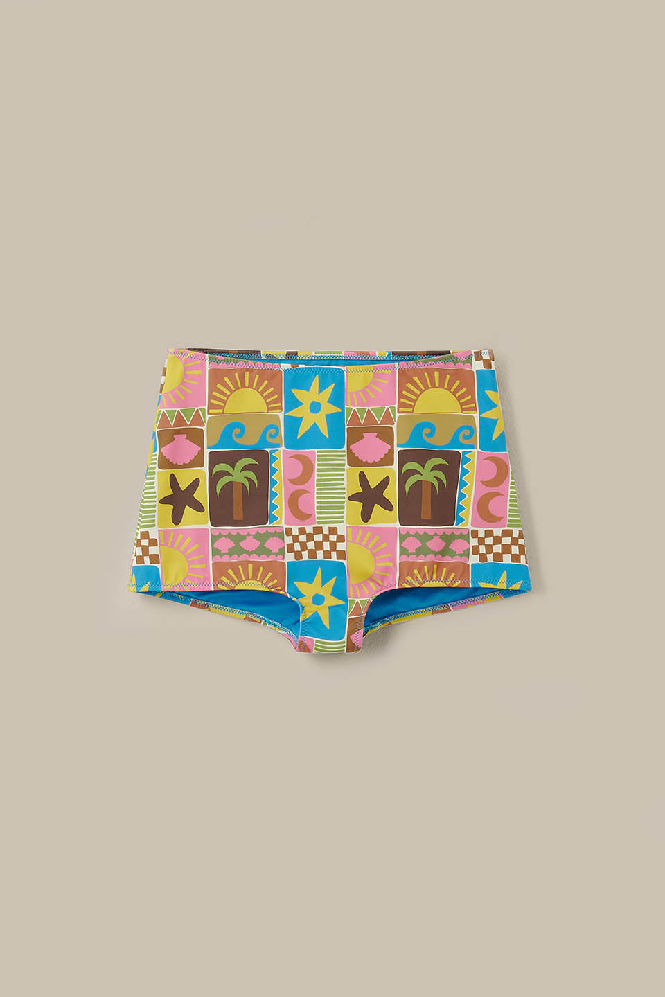 Monte - Bikini Bottom Shorts in Coastal Tile