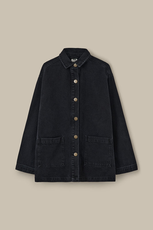 Olly - Denim Jacket in Washed Black