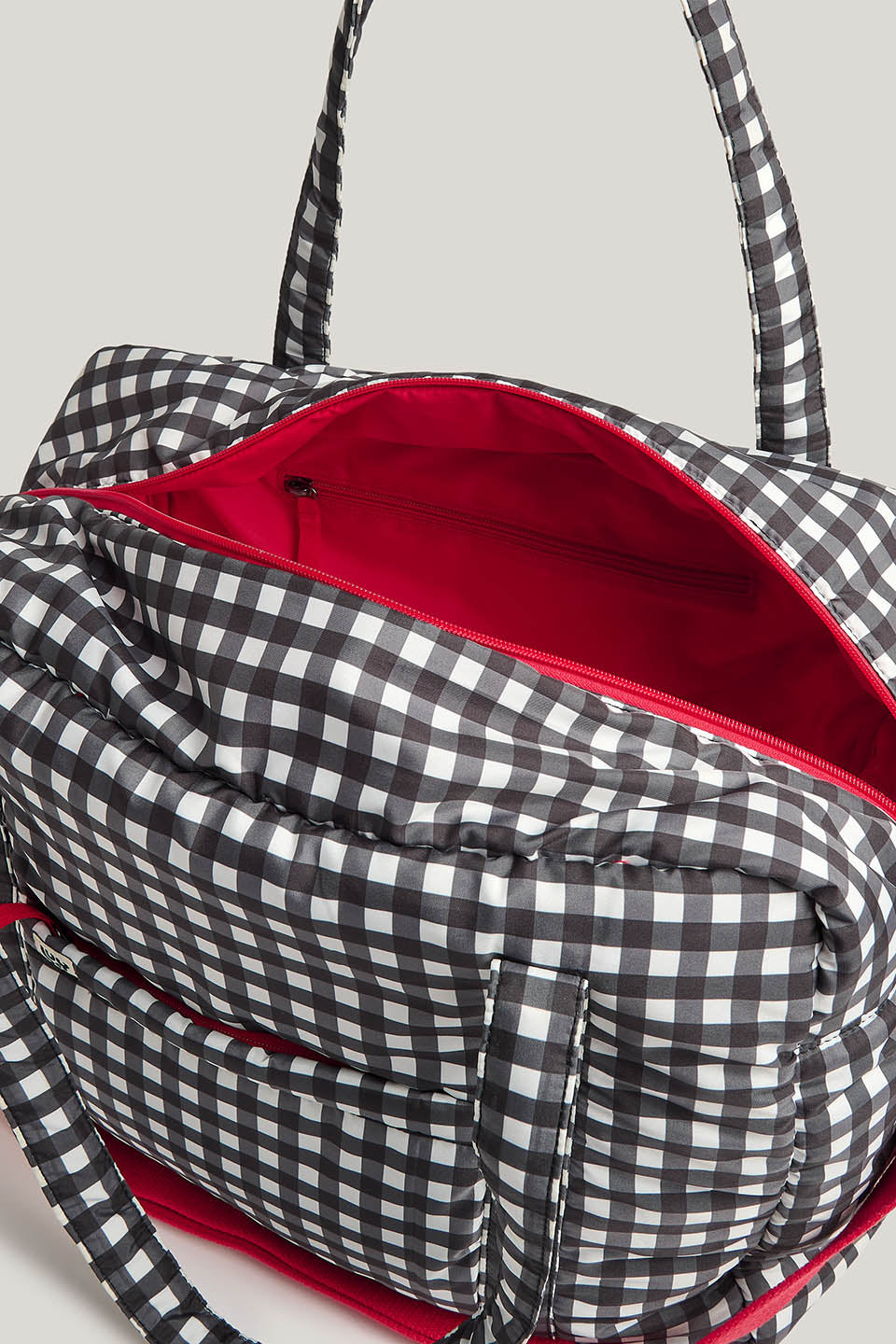 Polina - Weekend Bag Recycled Polyester in Black & White Gingham