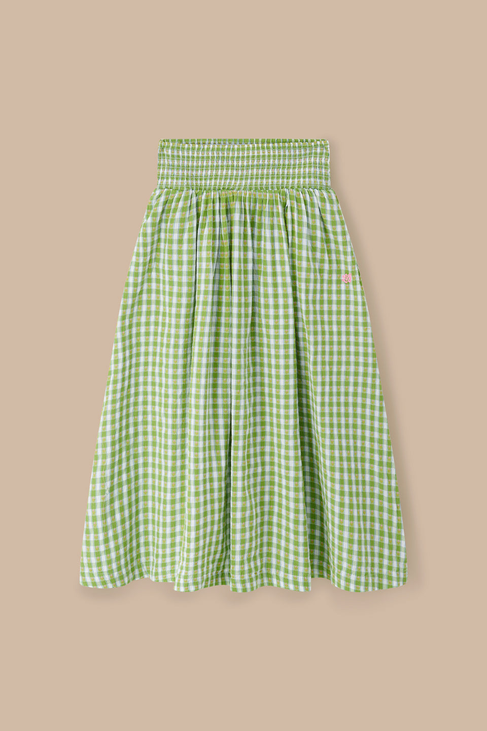 Sofiya - Midi Skirt in Green & White Tulip Gingham