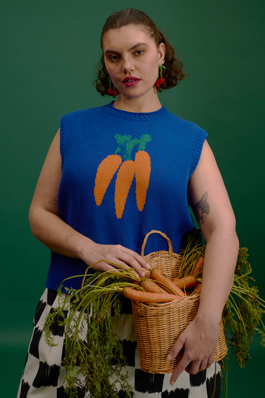 Sawyer - Cotton Knitted Tank in Navy Carrot