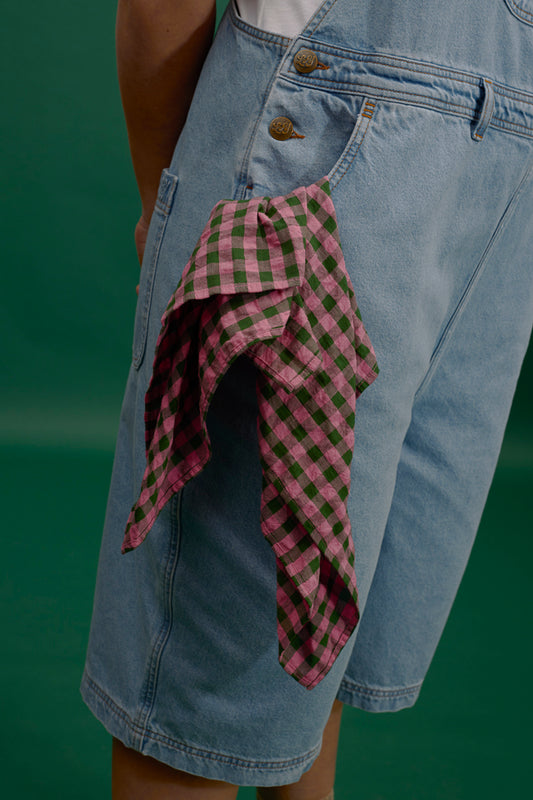 Lottie - Neck Scarf in Pink & Green Gingham