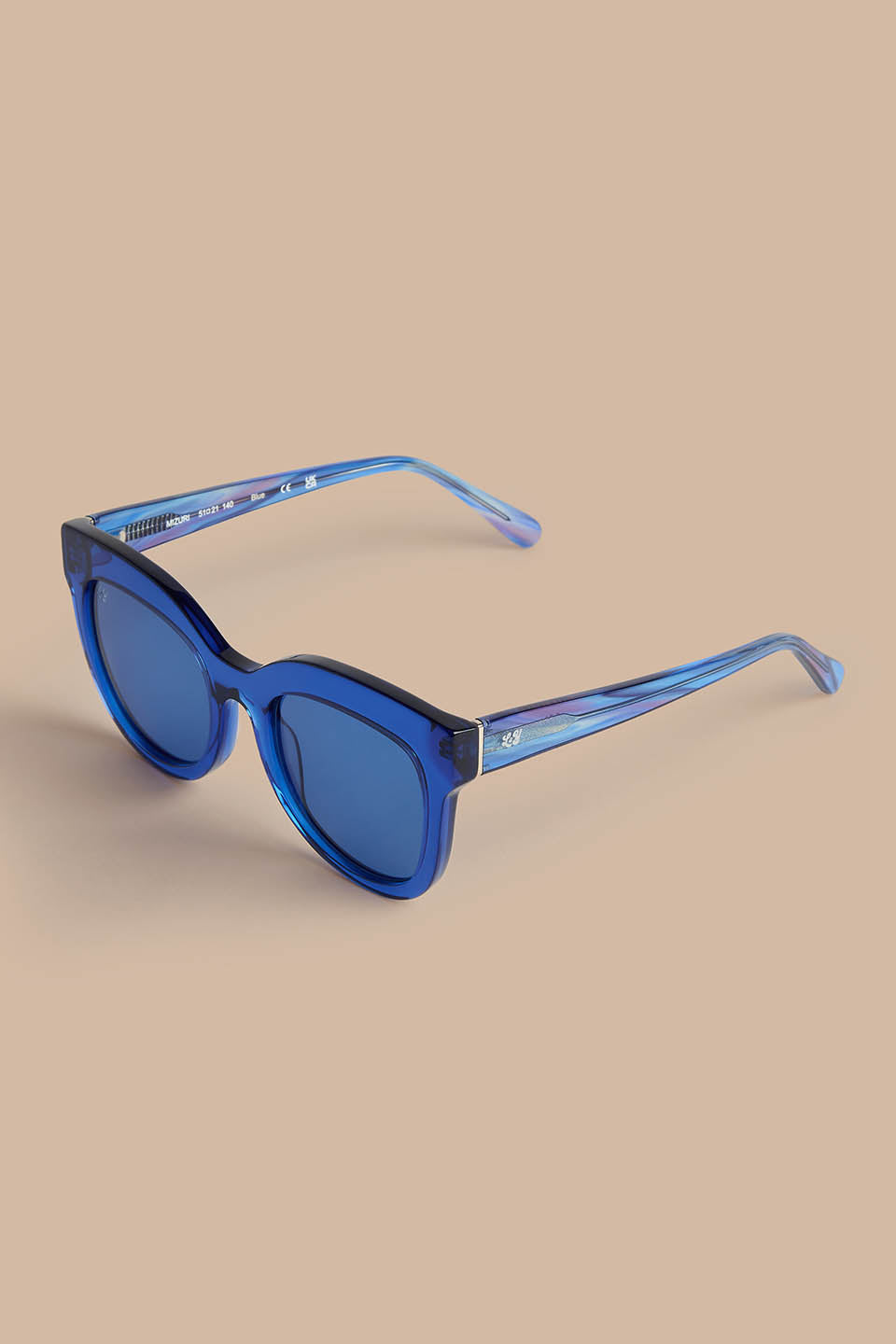 Mizuri - Cat Eye Sunglasses in Solid Blue with Blue Swirl