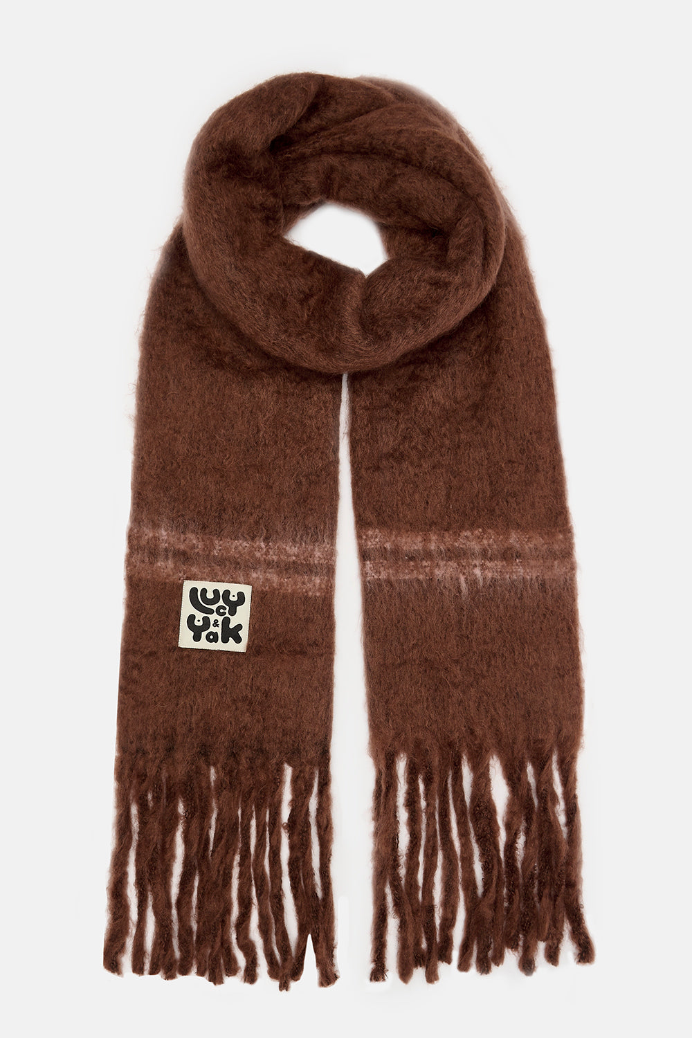 Rowan Scarf: RECYCLED POLYESTER - Brown with Pink Stripe – Lucy & Yak