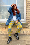 Alexa Trousers: BRUSHED ORGANIC COTTON - Mustard Tartan