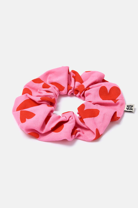 Mimmi - Oversized Scrunchie in Pink Heart Cupid Print