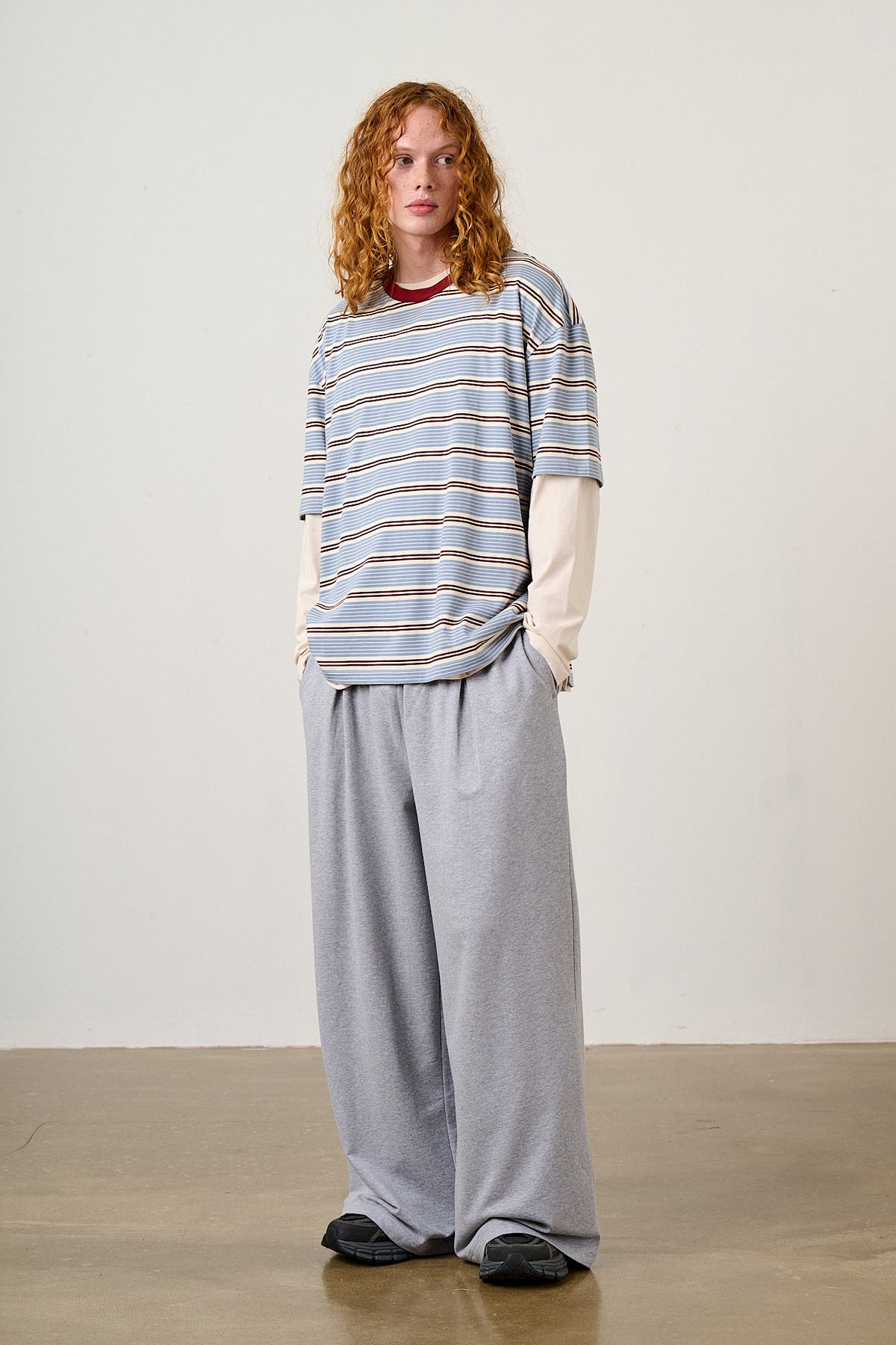 Tamsin - Jersey Extra Wide Trouser in Grey Marl
