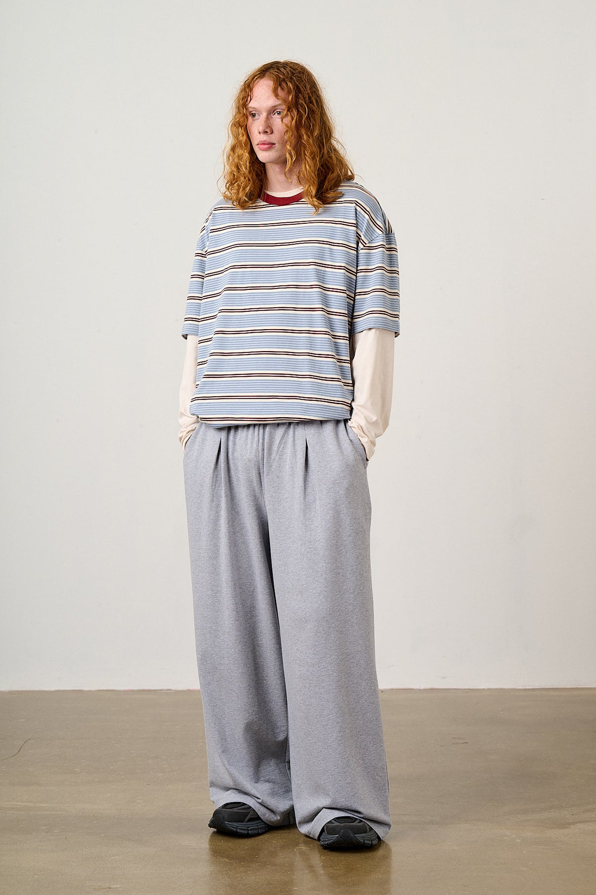 Tamsin - Jersey Extra Wide Trouser in Grey Marl