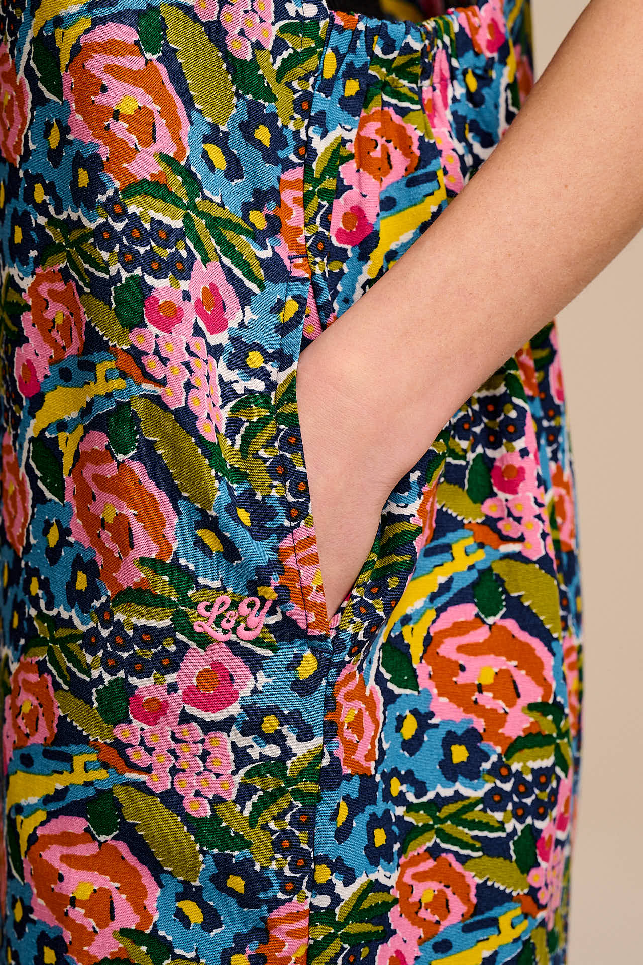 Tilda - Cotton & Viscose Wide Leg Jumpsuit in Blue Birdie Floral