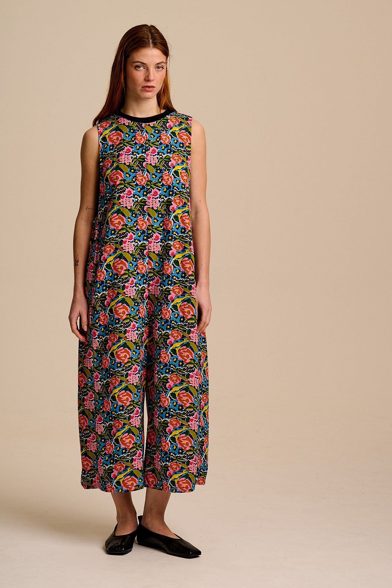 Tilda - Cotton & Viscose Wide Leg Jumpsuit in Blue Birdie Floral