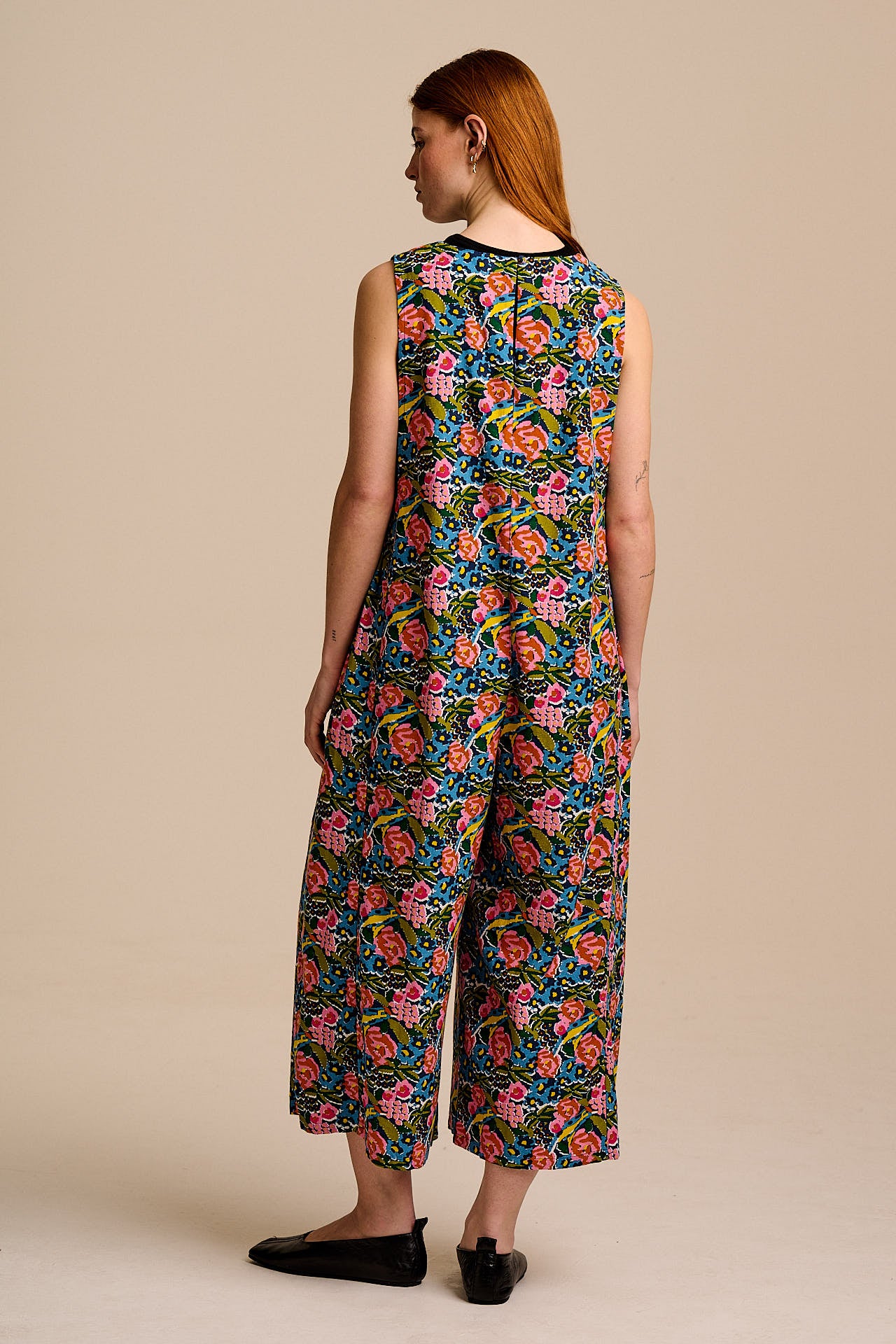 Tilda - Cotton & Viscose Wide Leg Jumpsuit in Blue Birdie Floral