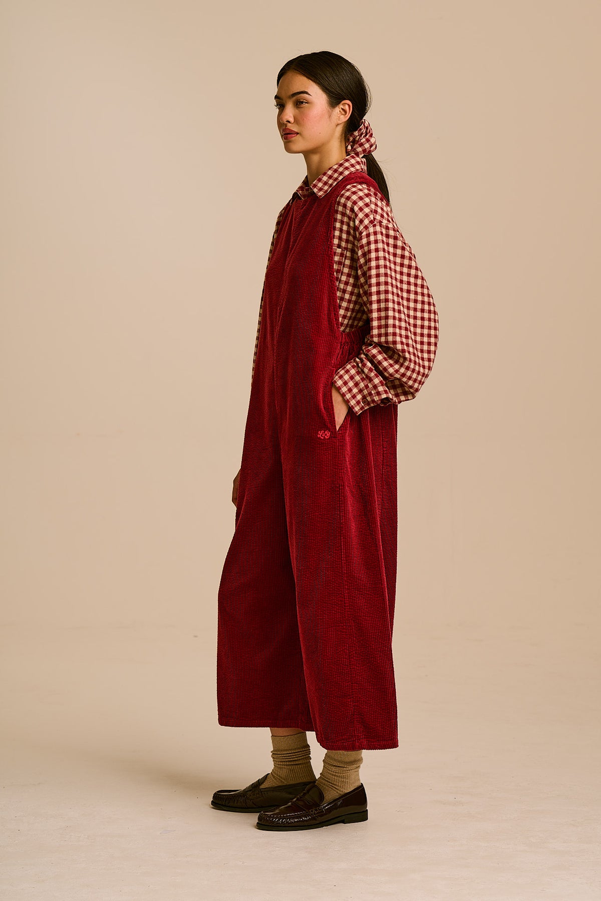 Tilda - Organic Corduroy Jumpsuit in Pomegranate