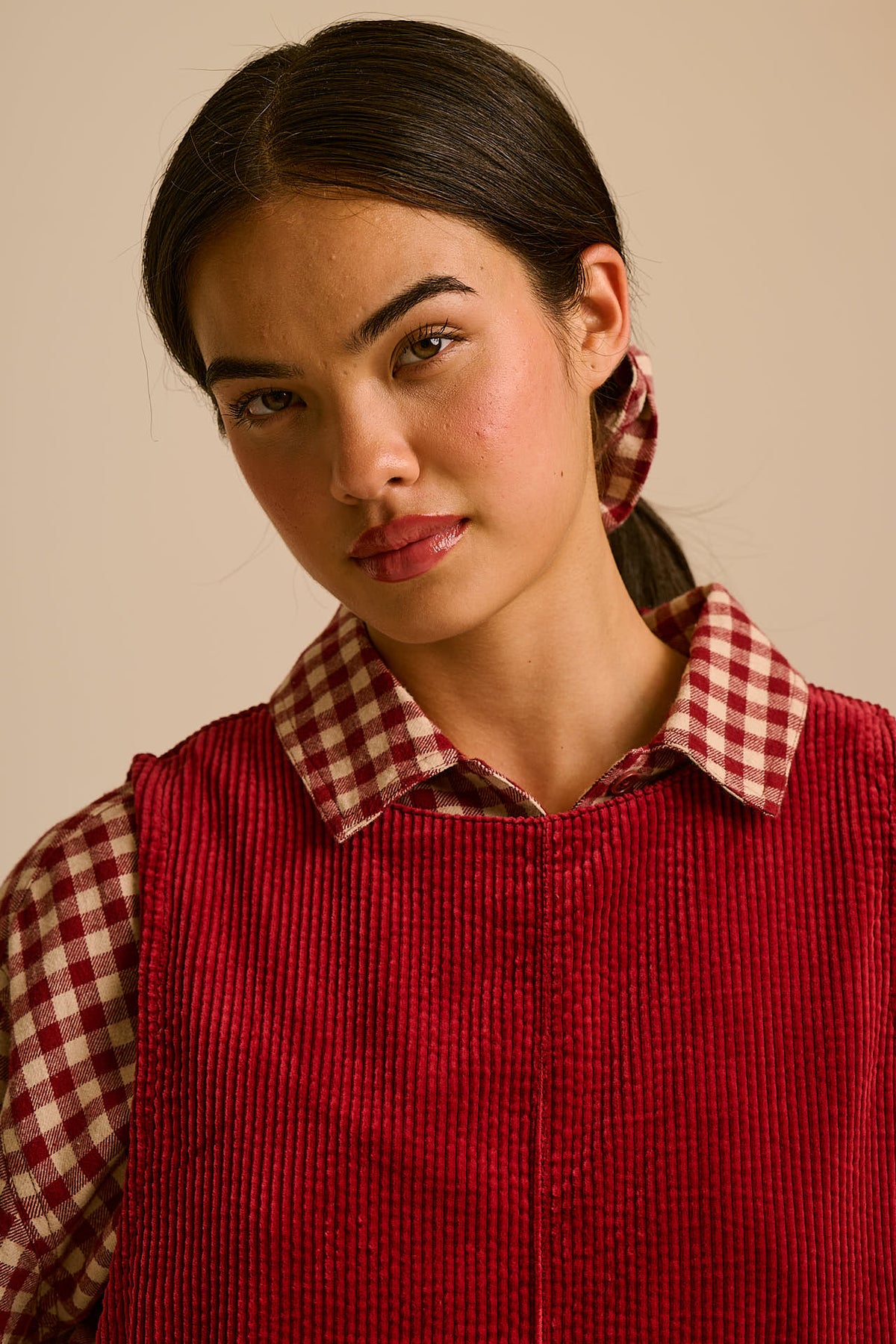 Tilda - Organic Corduroy Jumpsuit in Pomegranate