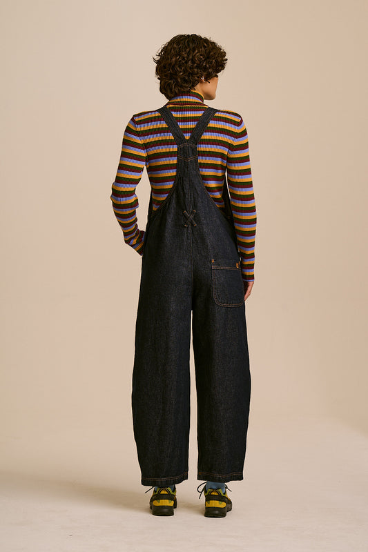 Toluca Barrel Leg Dungarees - Organic Cotton Denim in Indigo