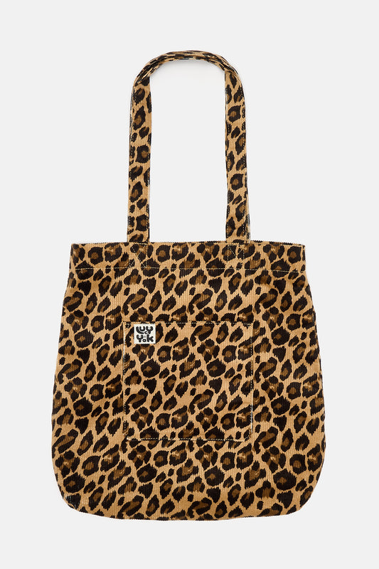 Cord Tote Bag in Leopard Print