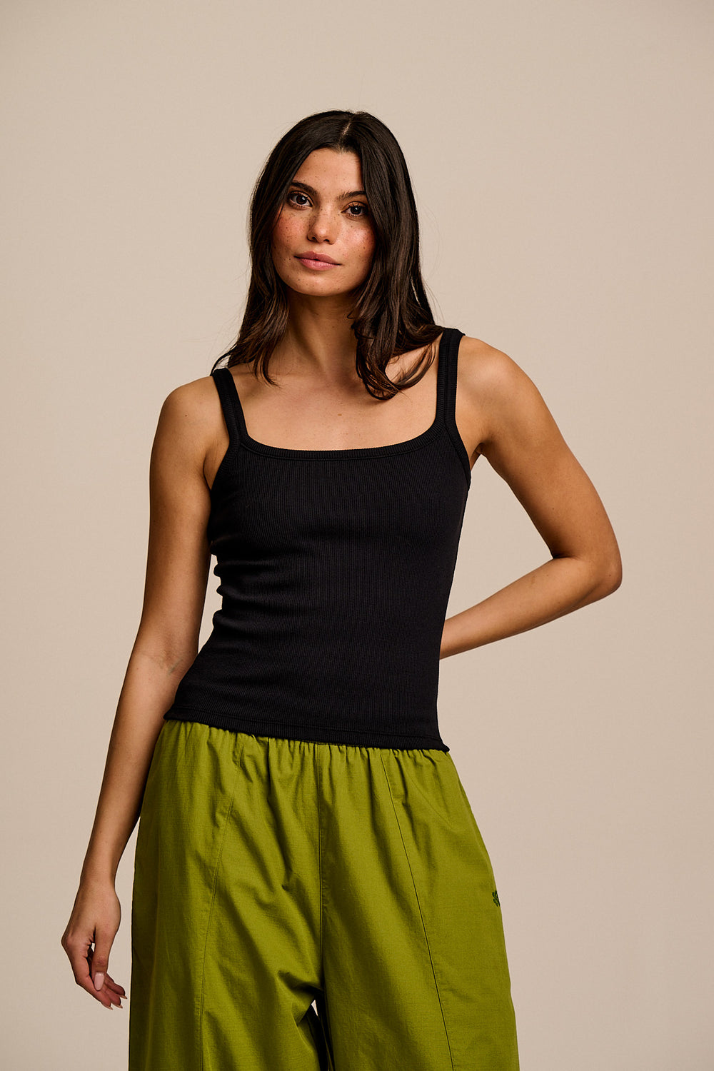 Tully - Cotton Strappy Vest in Black