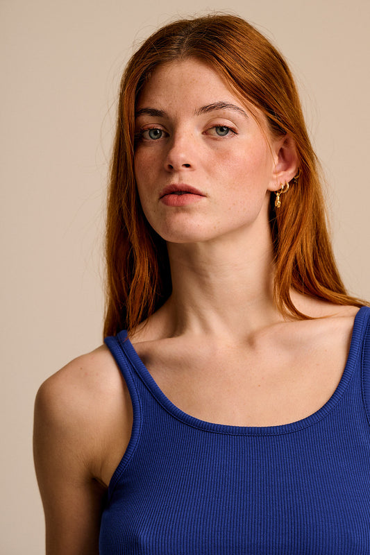 Tully - Cotton Strappy Vest in Blue