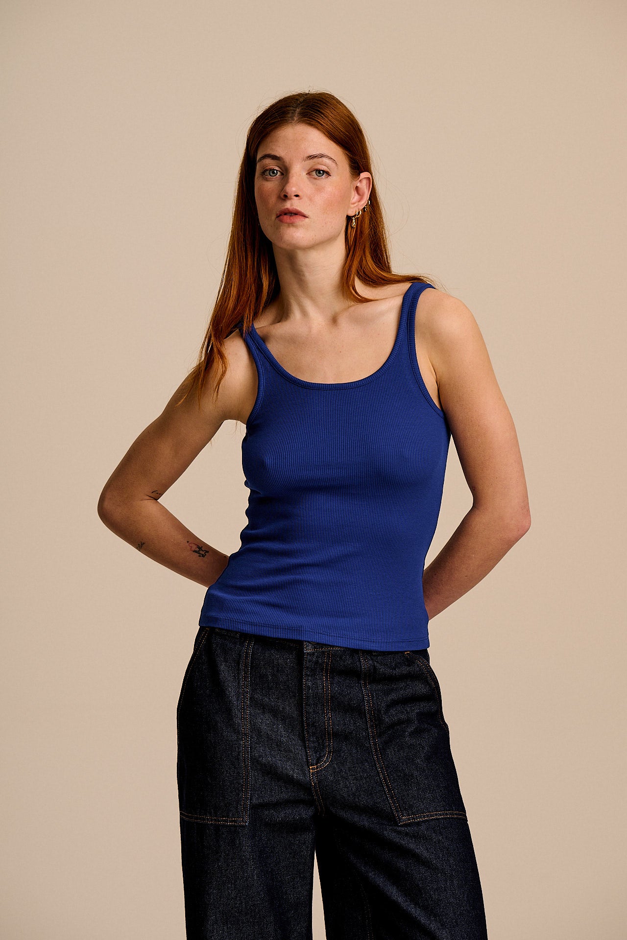 Tully - Cotton Strappy Vest in Blue