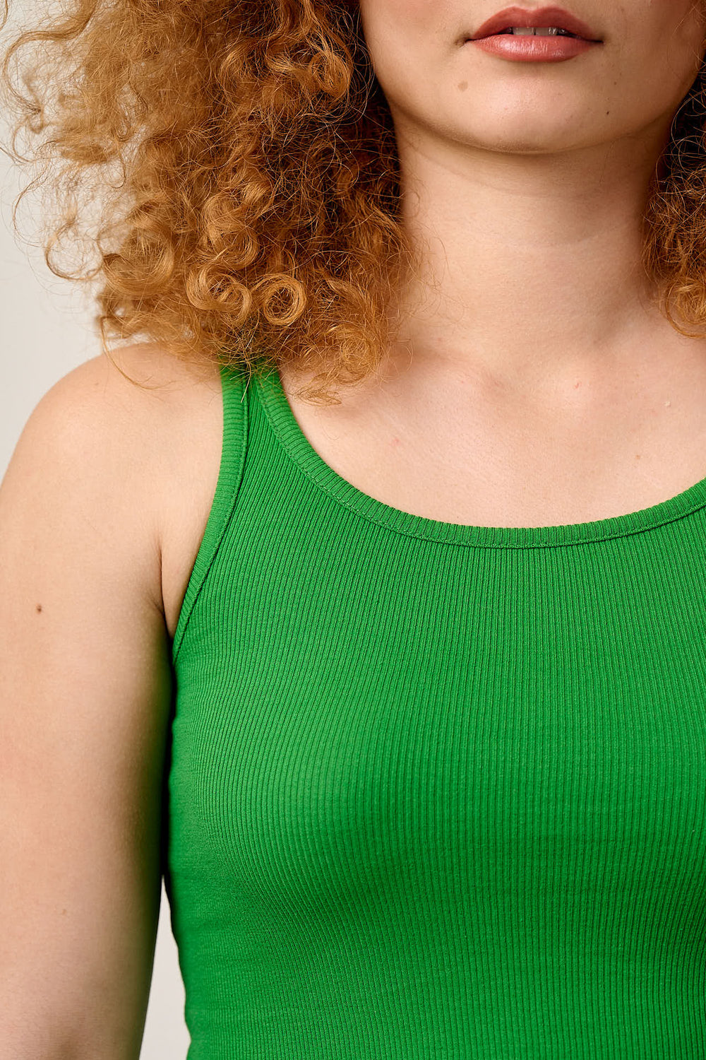 Tully - Cotton Strappy Vest in Green