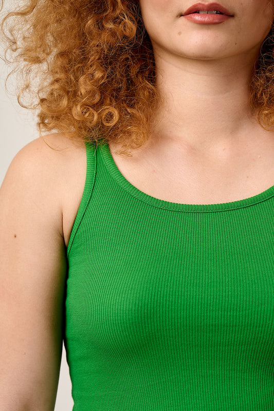 Tully - Cotton Strappy Vest in Green