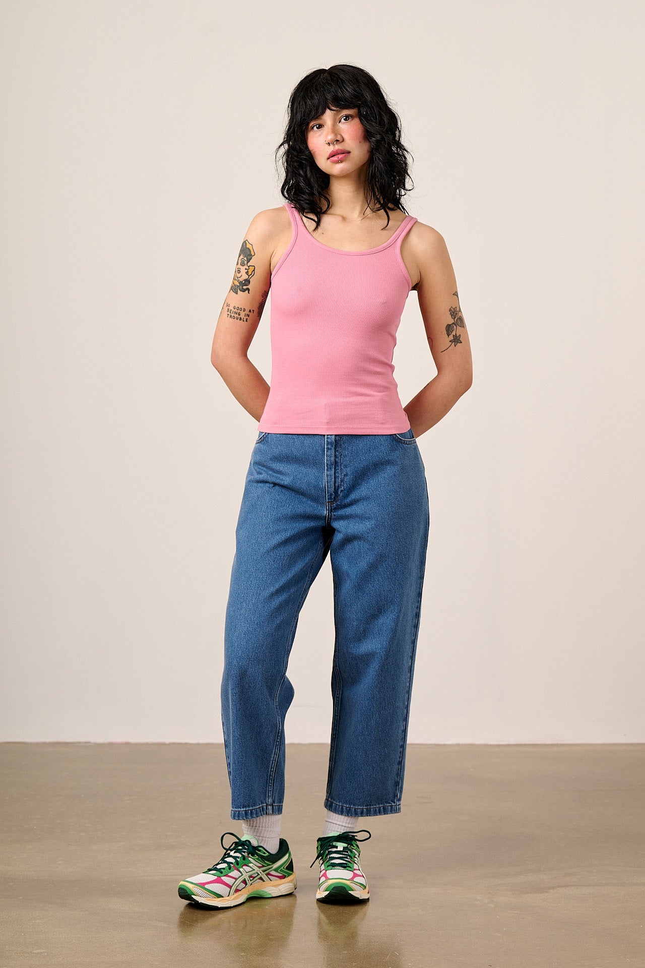 Tully - Cotton Strappy Vest in Pink