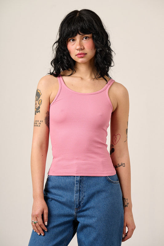 Tully - Cotton Strappy Vest in Pink