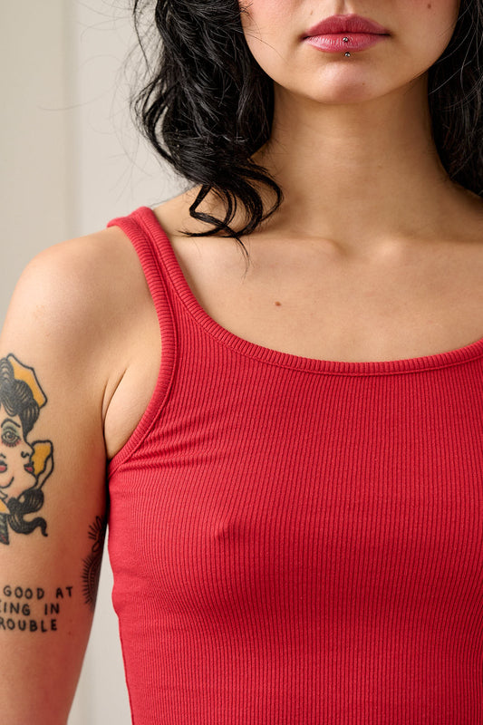 Tully - Cotton Strappy Vest in Red