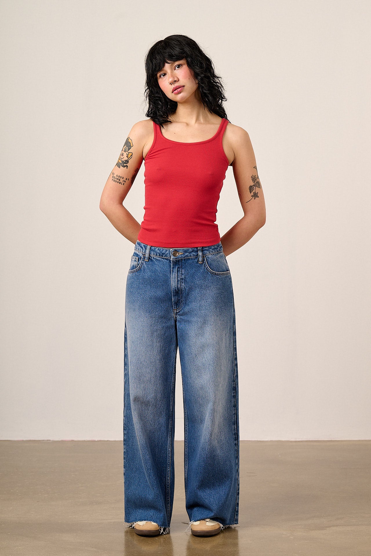 Tully - Cotton Strappy Vest in Red