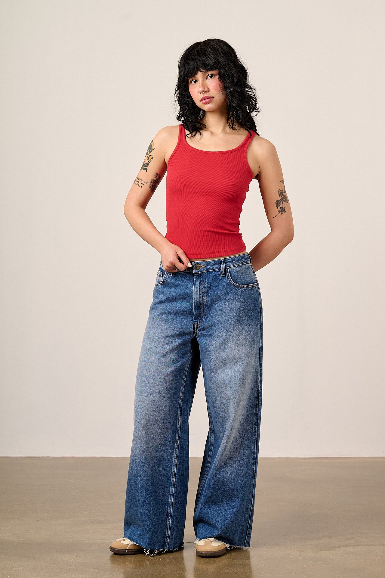 Tully - Cotton Strappy Vest in Red