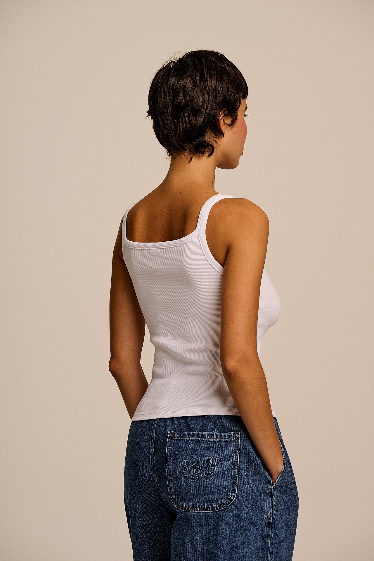 Tully - Cotton Strappy Vest in White