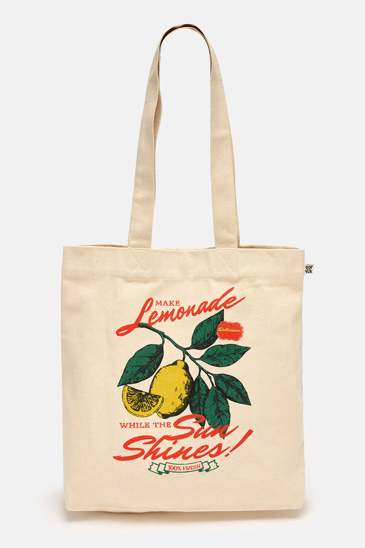 Cotton Tote Bag with Make Lemonade Print