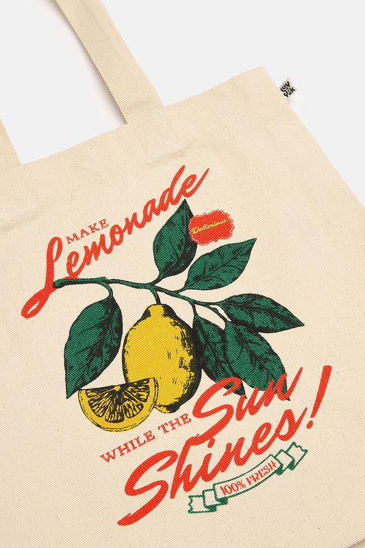 Cotton Tote Bag in Make Lemonade