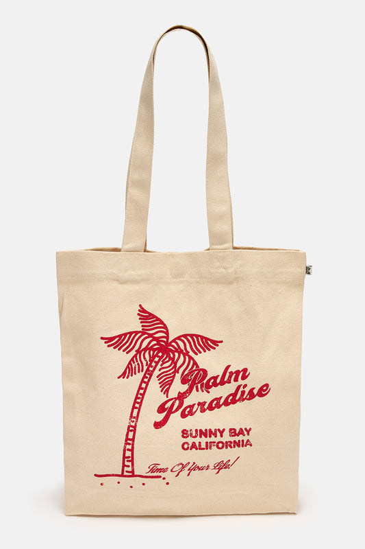 Cotton Tote Bag in Palm Paradise